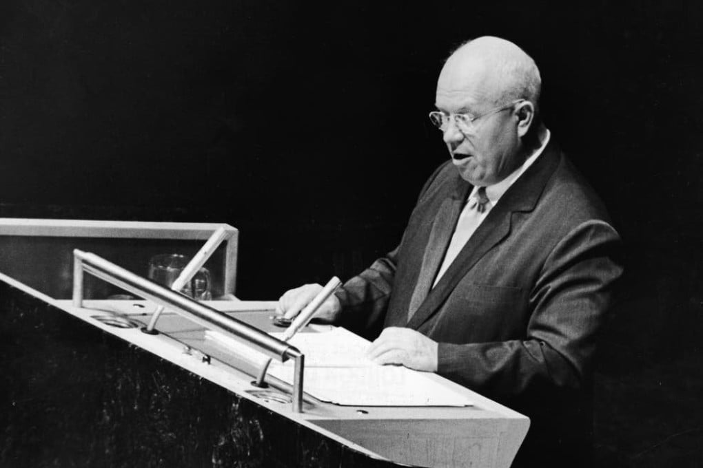 Nikita Khrushchev, then leader of the Soviet Union, addressing the United Nations General Assembly in New York on September 23, 1960. Photo: Getty Images