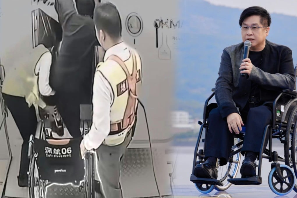 Taiwanese singer Zheng Zhihua, who is a wheelchair user, has criticised Shenzhen airport for making him “climb into a plane”. Photo: Weibo