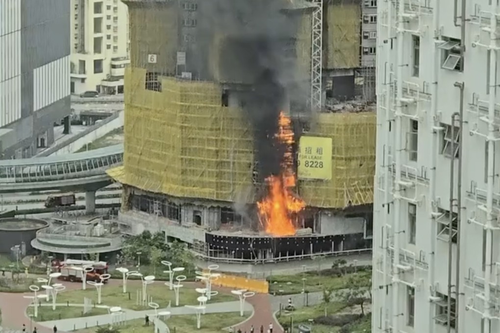 A screengrab of footage of the fire at the construction site in Kai Tak. Photo: Handout