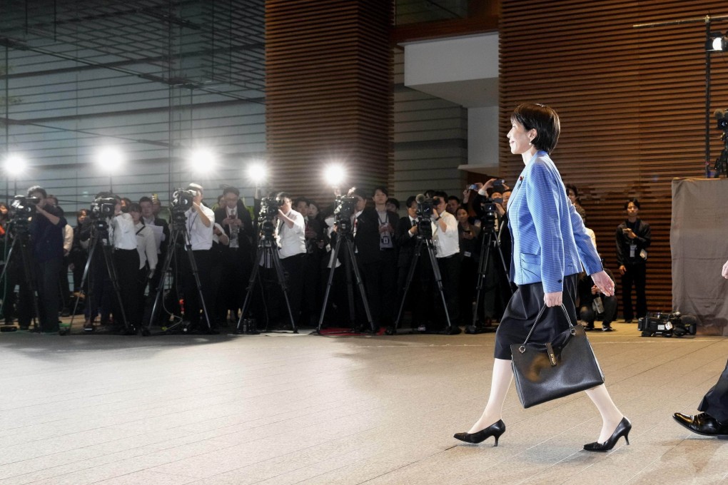 Japanese Prime Minister Sanae Takaichi arrives at her office in Tokyo on October 21. Photo: Kyodo