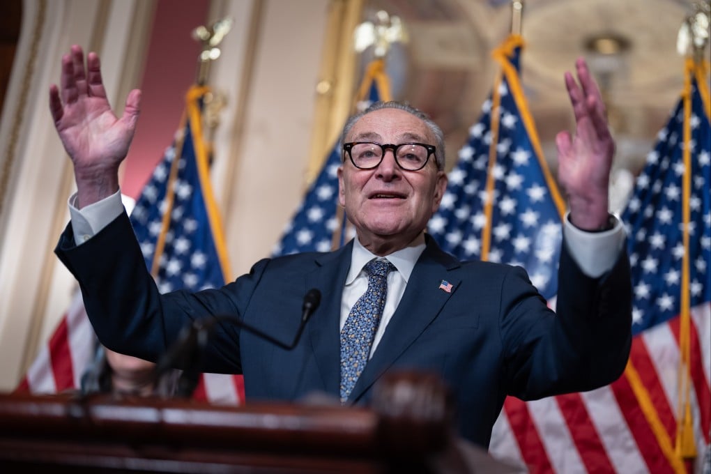 Senate Minority Leader Chuck Schumer led a group of Senate Democrats in urging US President Donald Trump not to lift national security restrictions on China in pursuit of a trade deal with Chinese President Xi Jinping. Photo: AP