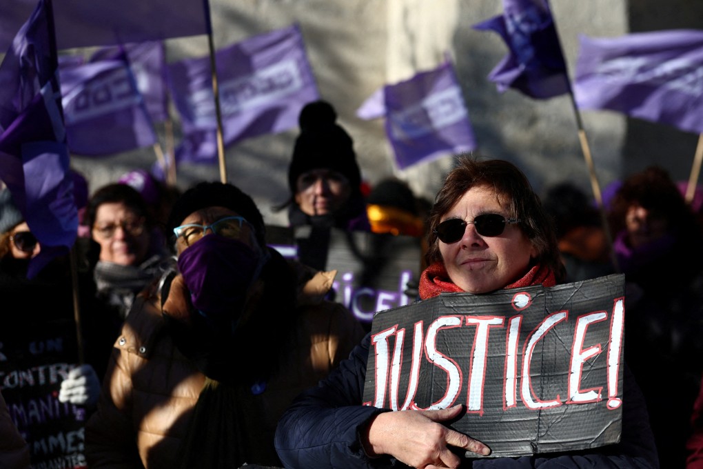 People gather in support of Gisele Pelicot in the southern French town of Mazan in December 2024. Photo: Reuters
