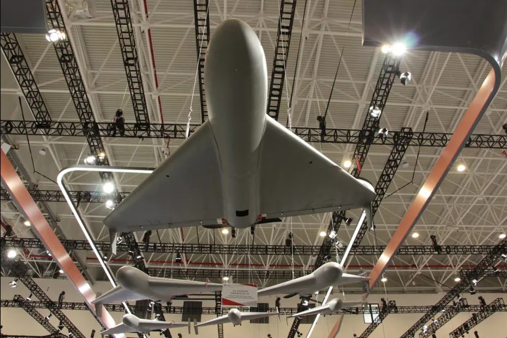 A Chinese-made Feilong-300D drone on display at the 2024 Zhuhai air show. A military magazine has revealed that the mass-produced reconnaissance and attack vehicle could be priced as low as US$10,000 per unit. Photo: CNA