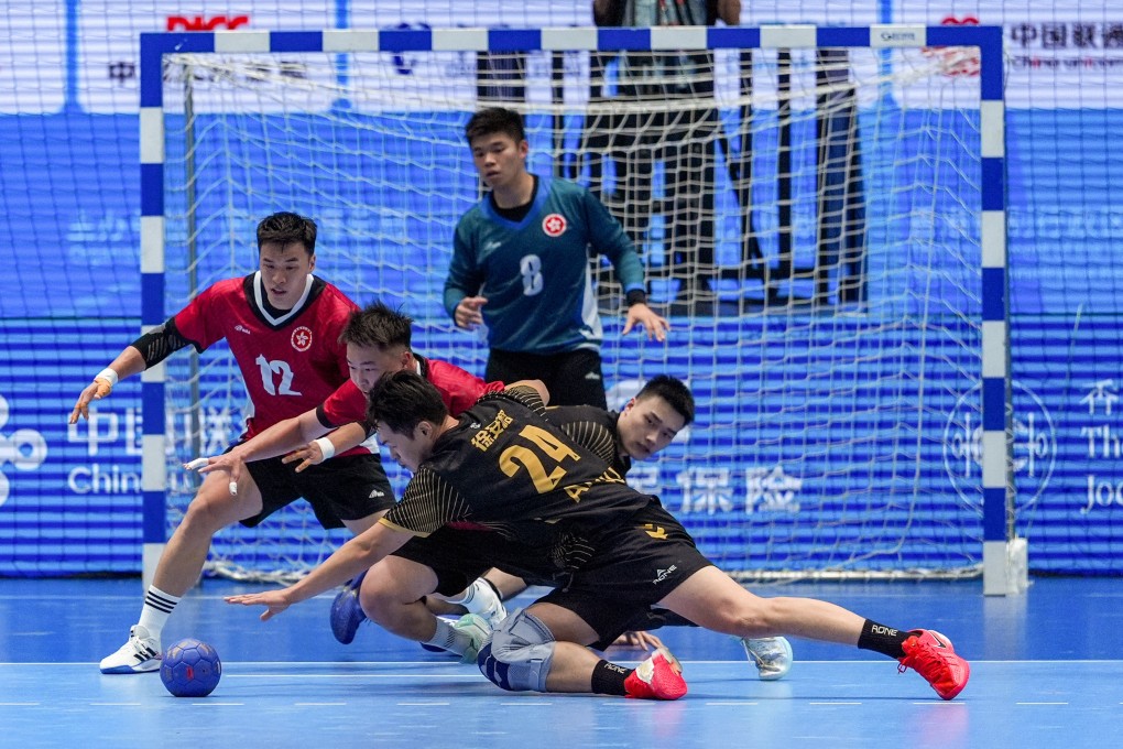 Hong Kong in action during their National Games match against Anhui at Kai Tak Arena on Saturday. Photo: Eugene Lee
