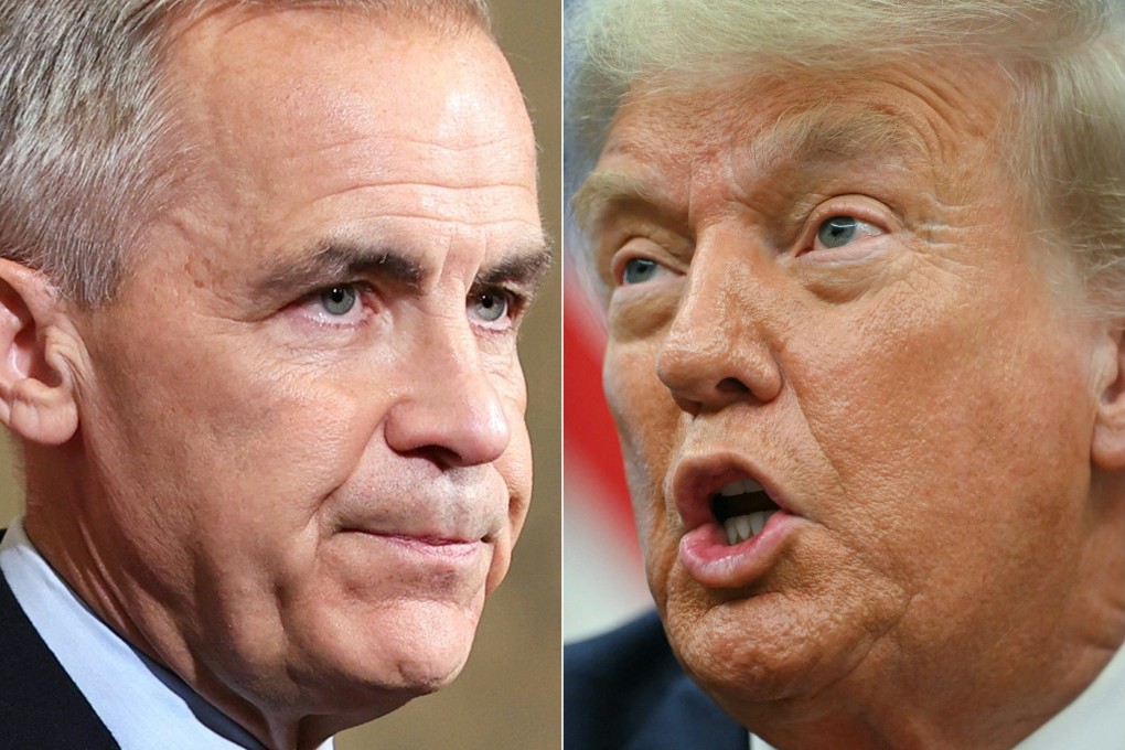 US President Donald Trump (right) says he has a “very good relationship” with Canadian Prime Minister Mark Carney. Photos: AFP