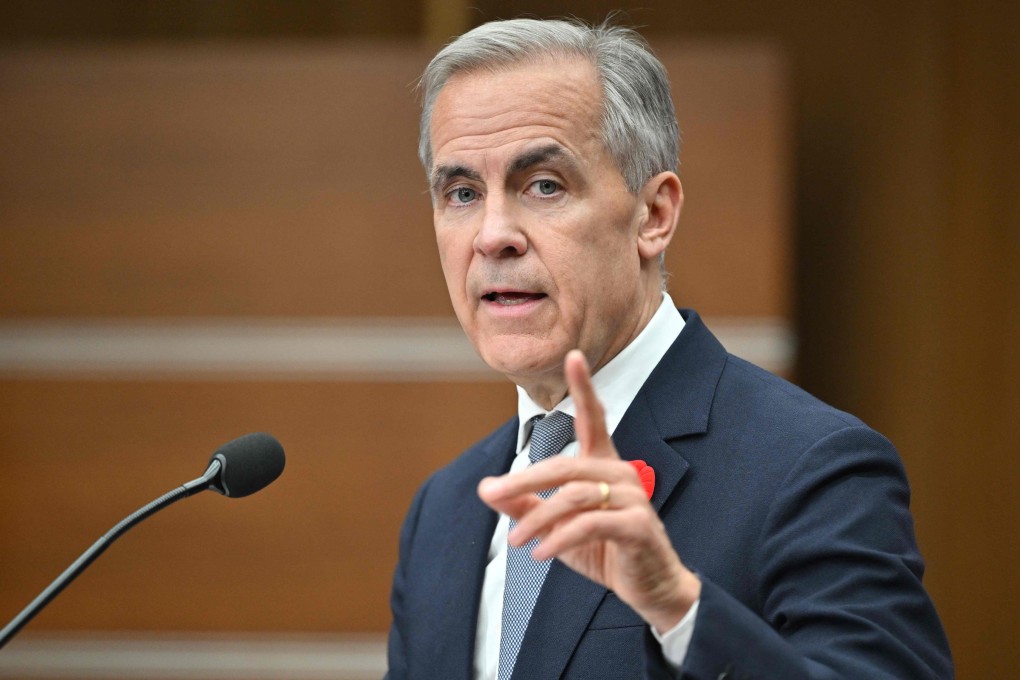Canada’s Prime Minister Mark Carney speaks during a press conference after the 2025 Apec meeting in South Korea on Saturday. Photo: AFP