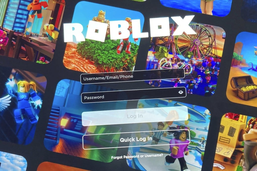The Roblox sign in page is displayed on a tablet. Photo: AP