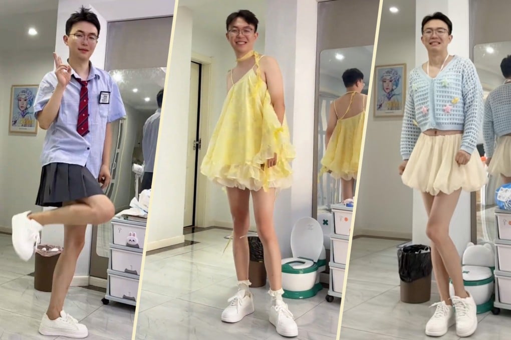 A Chinese father has gained attention for his extremely long legs, catching the eye of legwear brands. Photo: SCMP composite/Douyin