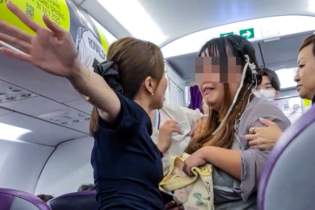 The woman continued the fight after boarding the plane. Photo: Handout
