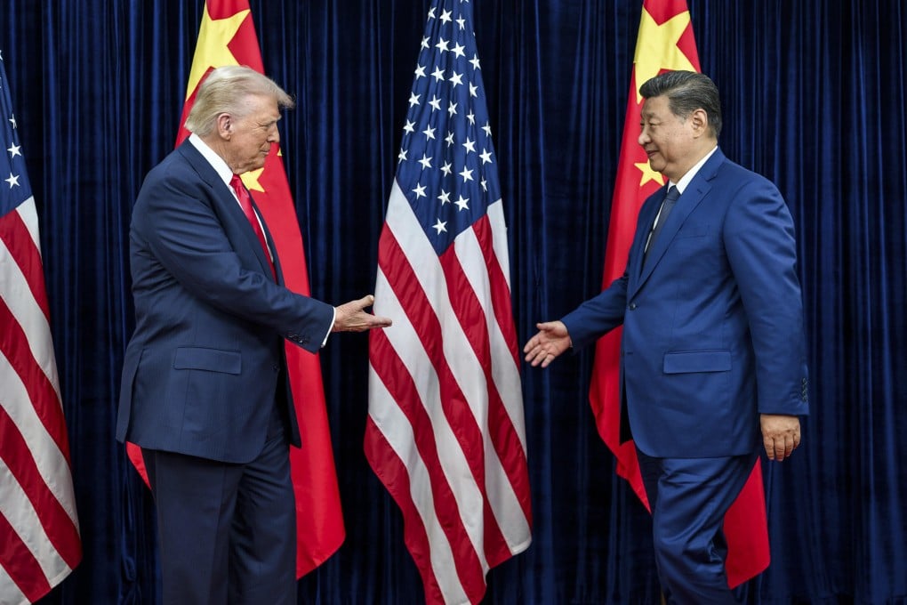 US President Donald Trump greets Chinese President Xi Jinping before their meeting in Busan, South Korea, on Thursday. Photo: White House/Planet Pix via ZUMA Press Wire/dpa