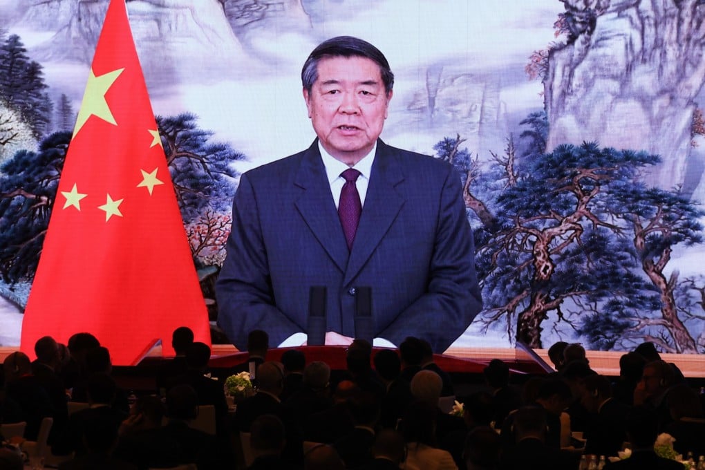 Chinese Vice-Premier He Lifeng speaks via video link at the Global Financial Leaders’ Investment Summit at the Rosewood Hong Kong hotel in Tsim Sha Tsui, Hong Kong, on November 4. Photo: Edmond So