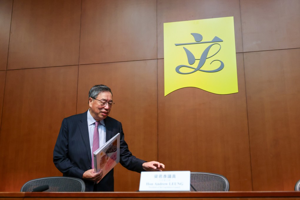 Legislative Council president Andrew Leung meets the media on October 22, as the seventh Legco term wrapped up. Photo: Nora Tam
