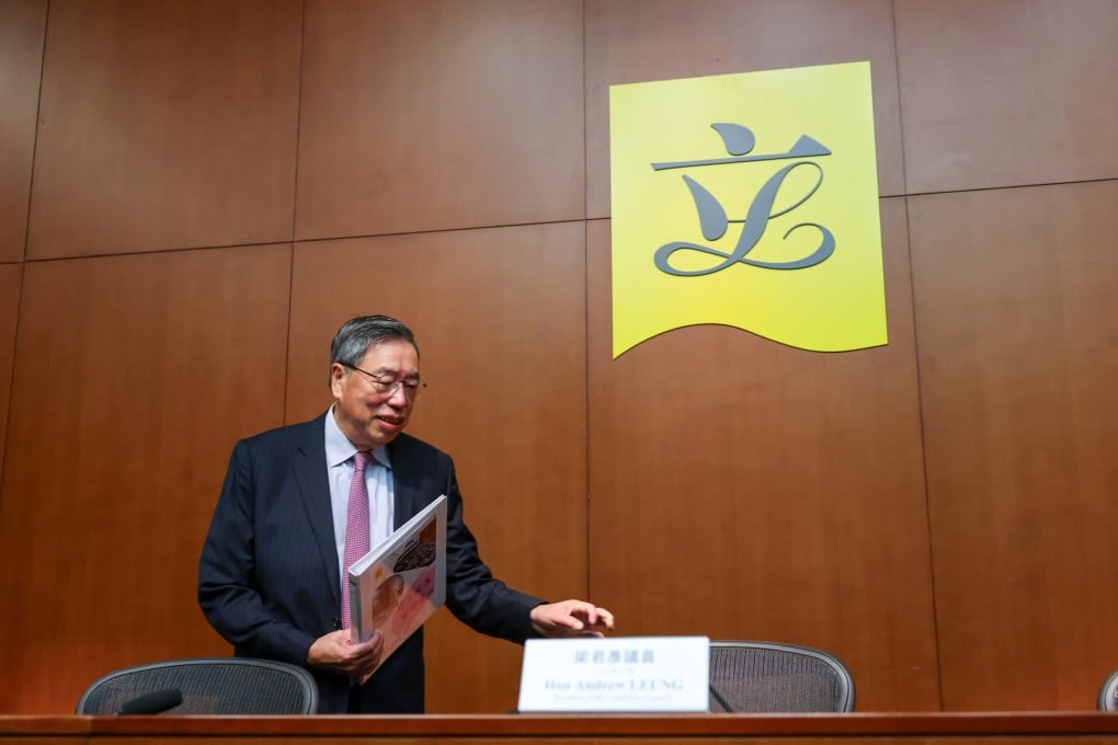 Legislative Council president Andrew Leung meets the media on October 22, as the seventh Legco term wrapped up. Photo: Nora Tam