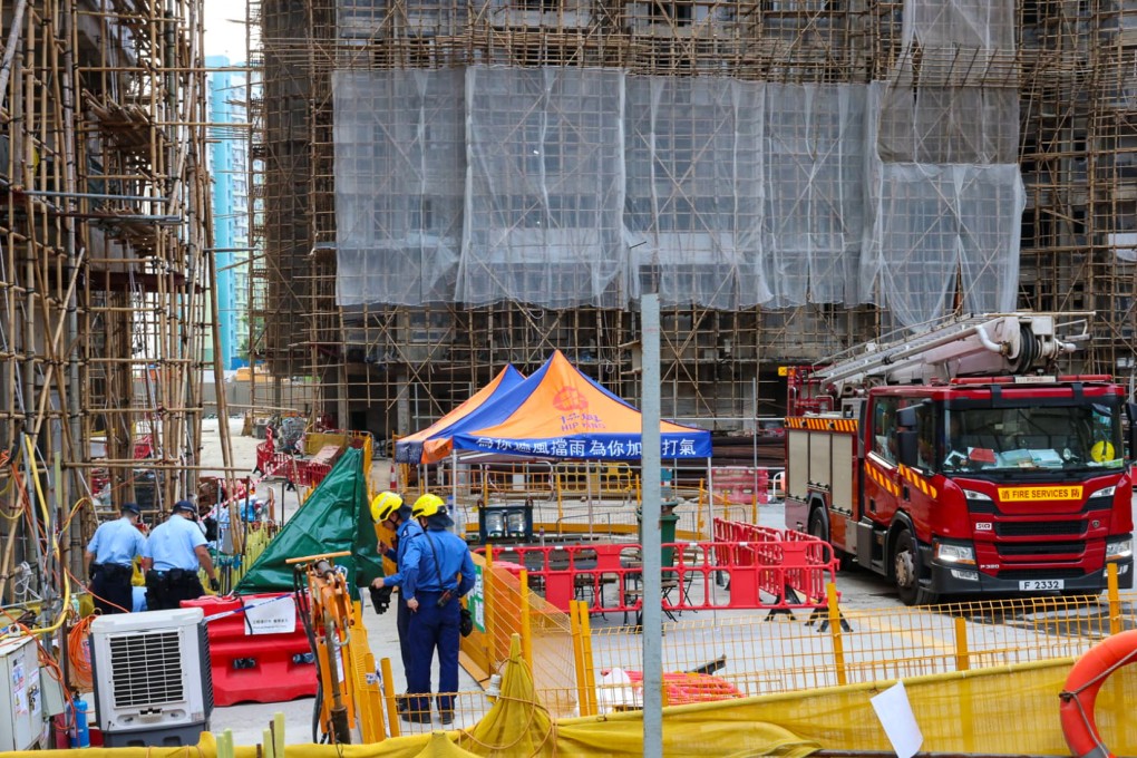 A construction worker has died after falling at a construction site in Sau Mau Ping on Sunday. Photo: Handout