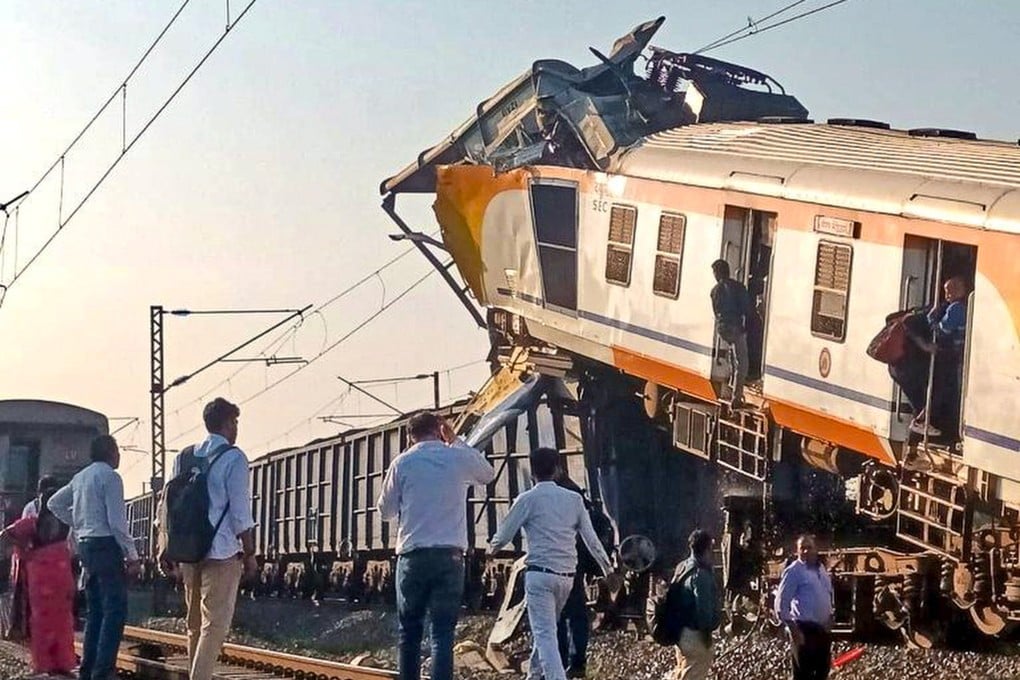 A passenger train crashed into a cargo train in central India on Tuesday. Photo: Handout