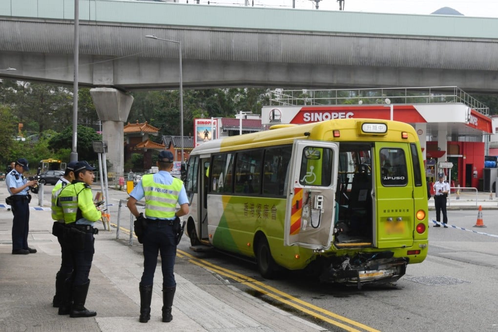 The damaged lifting platform at the rear end of the rehabiliation bus. Photo: Handout