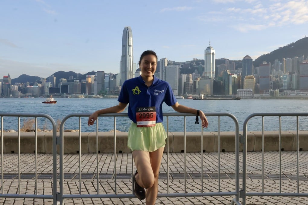 Yvette Kong prepares to take part in the J.P. Morgan Corporate Challenge in West Kowloon Cultural District. Photo: Jonathan Wong