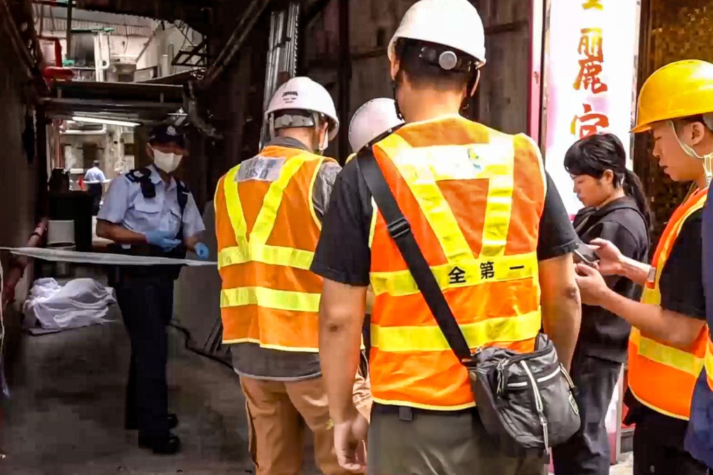 A man has been found dead next to a drainage channel in Mong Kok. Photo: Cable TV news