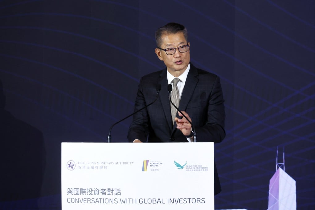 Hong Kong Financial Secretary Paul Chan Mo-Po speaks at the 2025 Global Financial Leaders’ Investment Summit on Wednesday. Photo: Edmond So