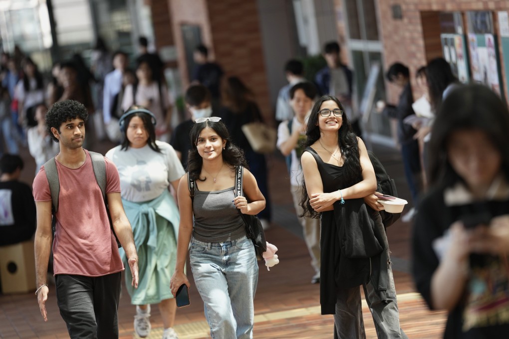 Students gather inside the University of Hong Kong campus in Pok Fu Lam, on September 12. Photo: Karma Lo