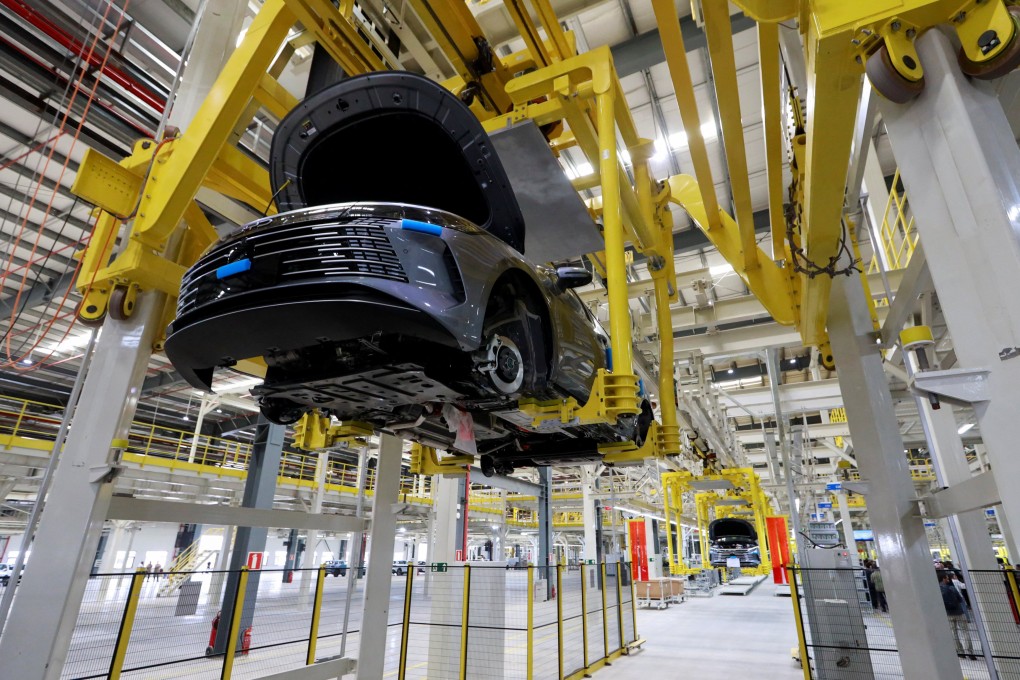A BYD vehicle is seen on the production line of the Chinese company’s new electric vehicle factory in Brazil last month. Photo: Reuters