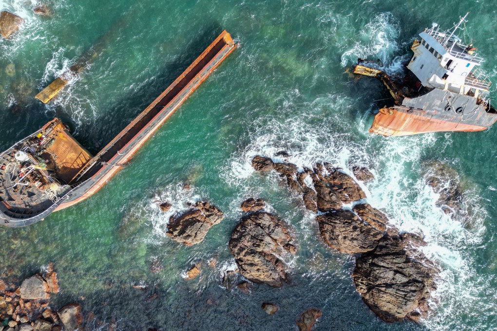 The image of a cargo ship, broken in two, in Sai Kung took the gold award. Photo: Sam Tsang