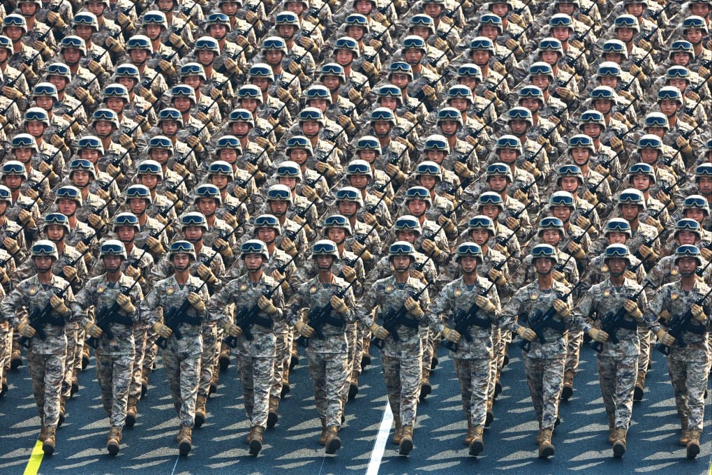 A foot formation marches through Tiananmen Square during a military parade in Beijing, China on September 3. Photo: Xinhua