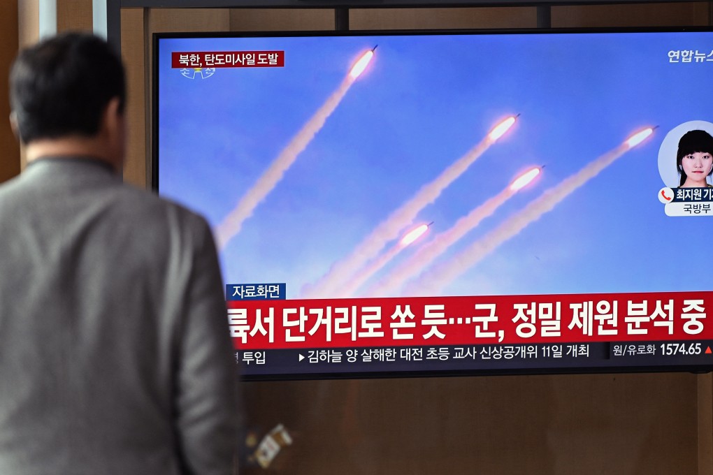 A man watches footage of a North Korean missile test in Seoul in March. The US Treasury said the sanctions are aimed at cutting off funding for North Korea’s weapons programmes. Photo: TNS