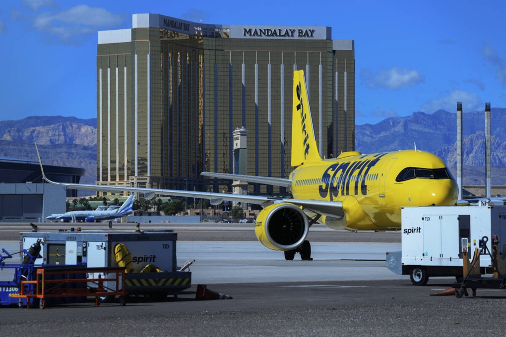 A Spirit Airlines jet is seen parked at Harry Reid International Airport in Las Vegas in October. Photo: TNS