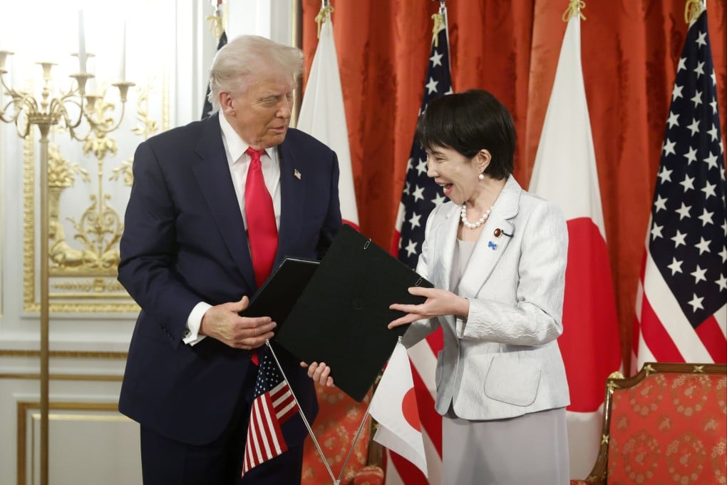 US President Donald Trump and Japan’s Prime Minister Sanae Takaichi during a signing ceremony for an agreement on critical minerals and rare earths in Tokyo on October 28. Takaichi has long been a proponent of exploiting Japan’s reserves of minerals and rare earth elements. Photo: EPA