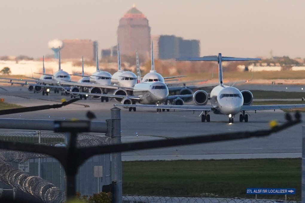 Planes taxi to terminals at O’Hare International Airport in Chicago on Monday. Photo: AP