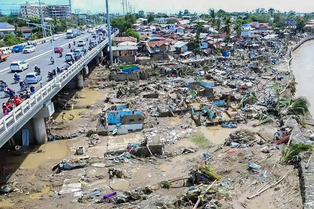 A site devastated by the Typhoon Kalmaegi in Cebu province, the Philippines, on Thursday. More than 100 people have been killed. Photo: Philippine Red Cross/Handout via Xinhua