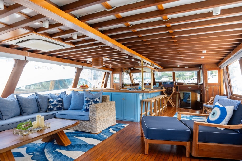 The saloon aboard Serendipity. Photo: Eugene Chan; Styling: Flavia Markovits