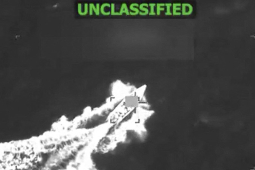 The latest video showed a boat travelling through the water before exploding into flames. Photo: US Secretary of Defence Pete Hegseth’s X account via AFP