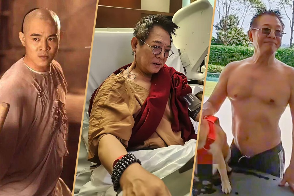 In response to recent online speculation about needing a heart transplant, martial arts legend Jet Li released a rare video to demonstrate that he does not have any surgical scars. Photo: SCMP composite/RedNote/Sohu