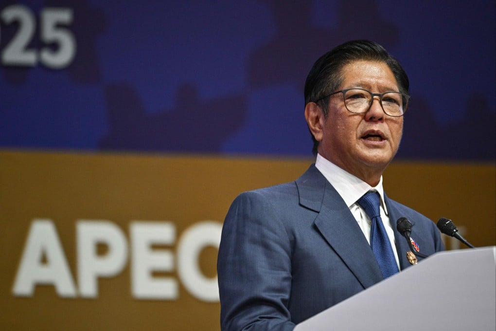Philippines’ President Ferdinand Marcos Jnr during the Apec CEO Summit in Gyeongju on October 31. A new survey shows a decline in Marcos’ trust and approval ratings from July. Photo: AFP