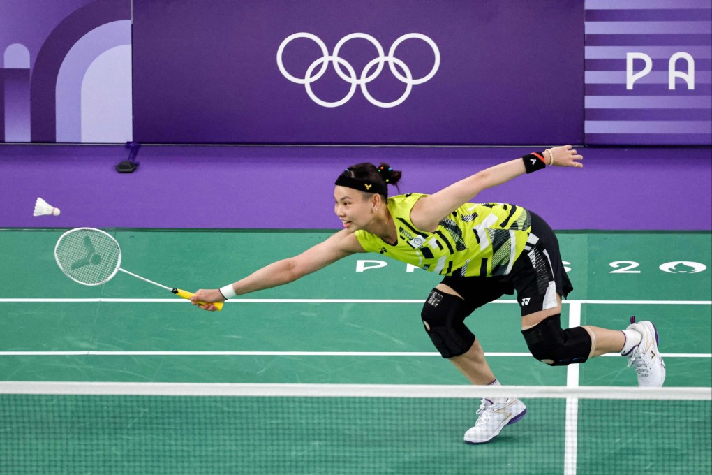 Taiwan’s Tai Tzu-ying playing against Belgium’s Lianne Tan at the Paris Olympics, where she was eliminated at the group stage. Photo: AFP