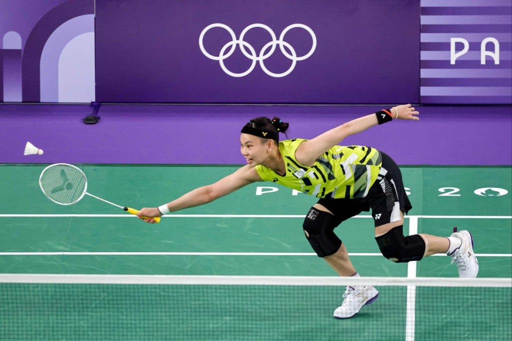 Taiwan’s Tai Tzu-ying playing against Belgium’s Lianne Tan at the Paris Olympics, where she was eliminated at the group stage. Photo: AFP