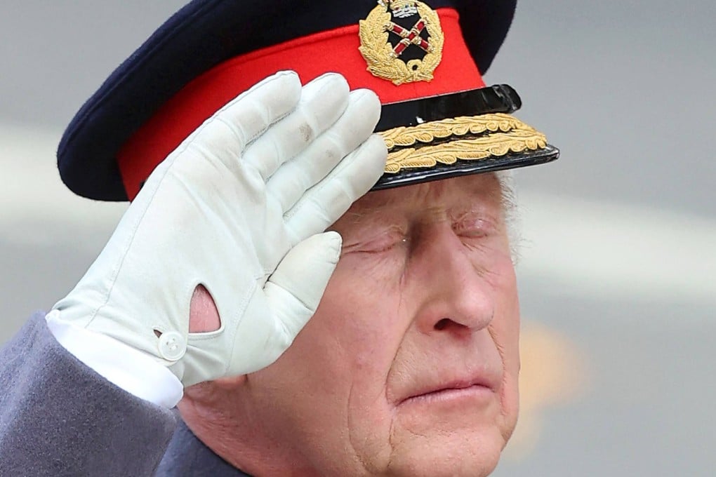 Britain’s King Charles salutes as he attends the Remembrance Sunday ceremony in London on Sunday. Photo: via AFP
