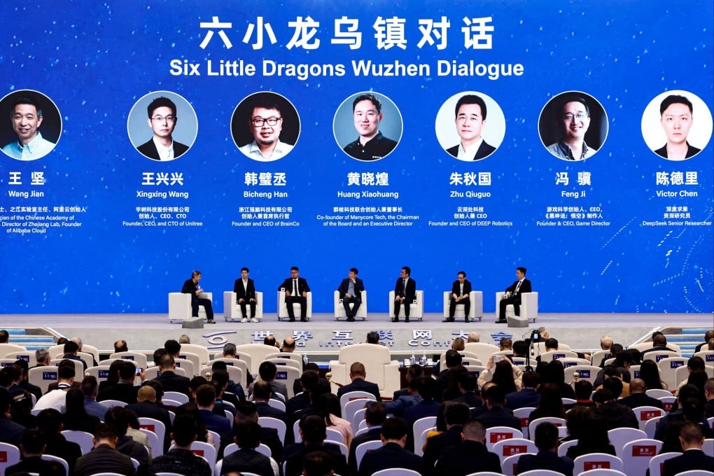 Founders and top executives of companies collectively known as China’s “six little dragons” of AI attend the World Internet Conference in Wuzhen. Photo: Reuters