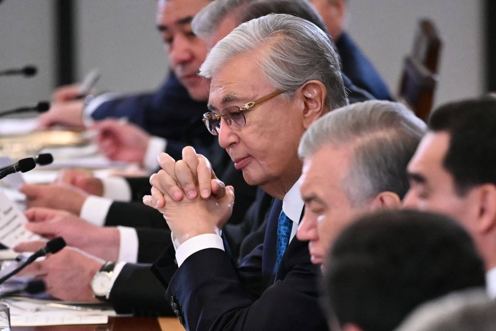 Kazakhstan’s President Kassym-Jomart Tokayev listens alongside other Central Asian leaders during a dinner with US President Donald Trump at the White House on Thursday. Photo: AFP