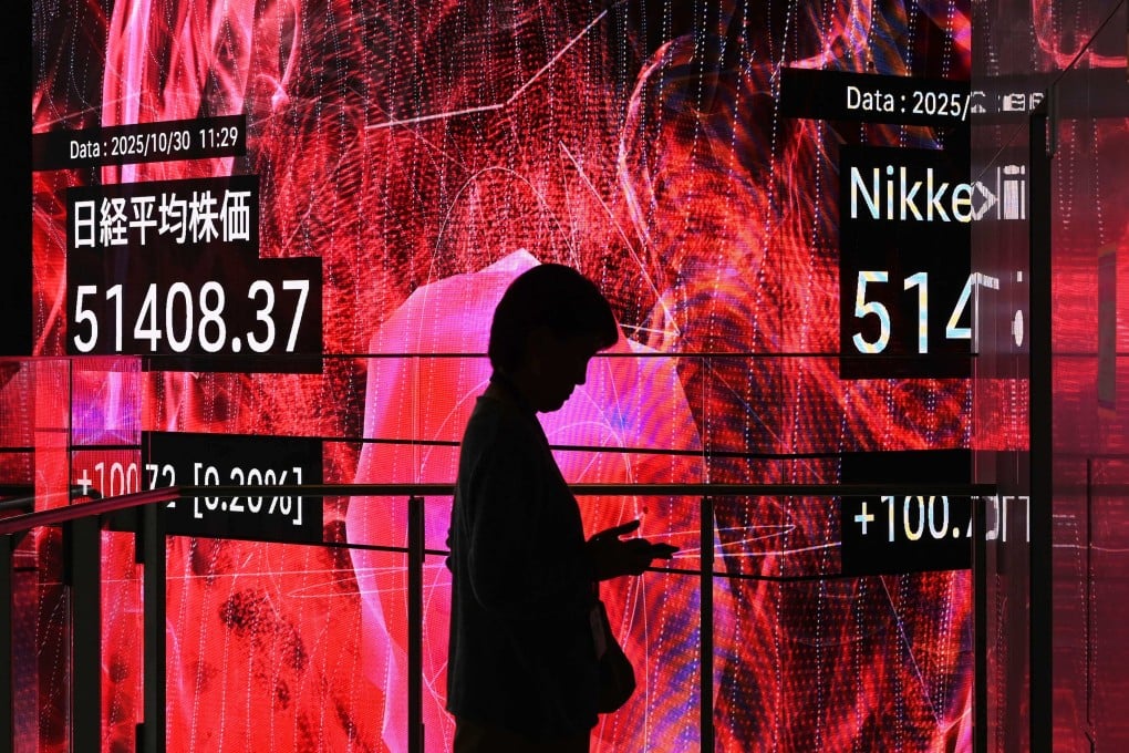 An electronic screen displays the Tokyo Stock Exchange’s Nikkei index. Photo: AFP
