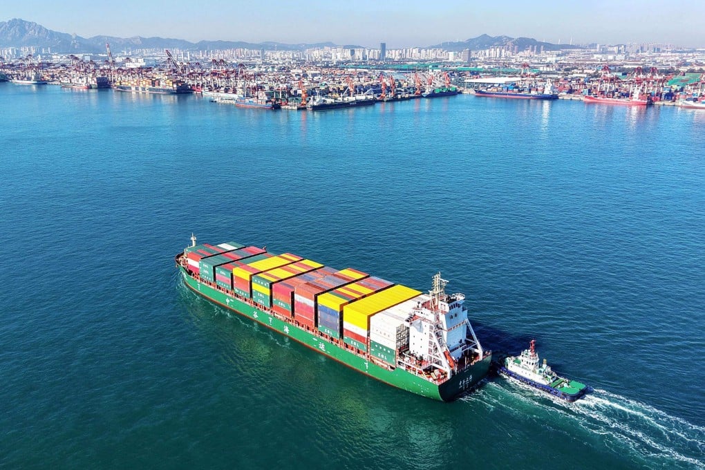A cargo ship sails into the port in Qingdao in China’s eastern Shandong province on November 3. Photo: AFP/China OUT