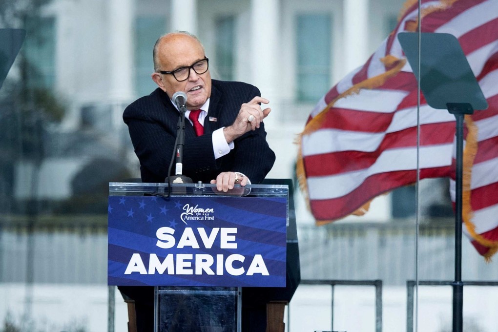 US President Donald Trump’s personal lawyer Rudy Giuliani speaks to supporters near the White House on January 6, 2021. Photo: AFP