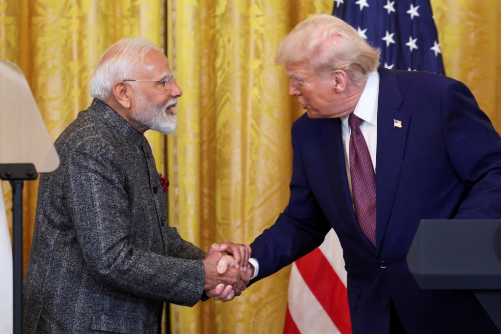US President Donald Trump and Indian Prime Minister Narendra Modi attend a joint press conference at the White House in Washington in February. Photo: Reuters