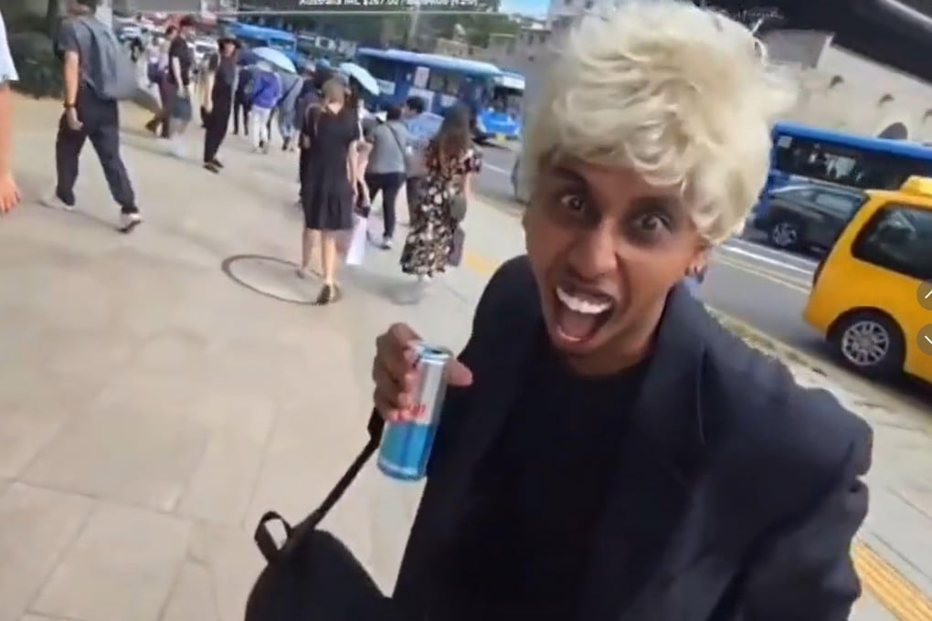 US influencer Johnny Somali harassing pedestrians on the street in South Korea. Photo: TikTok/JohnnySomali