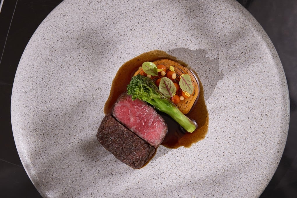 M9+ Wagyu striploin with carrot mille-feuille and red wine jus at Té Bo in Quarry Bay, Hong Kong. Té Bo is a favourite restaurant of wine critic Nelson Siu. Photo: Té Bo