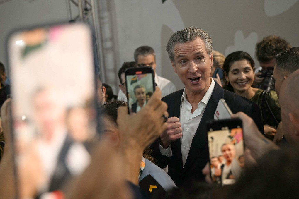 California Governor Gavin Newsom speaks to journalists after a press conference at the Cop30 summit. Photo: AFP