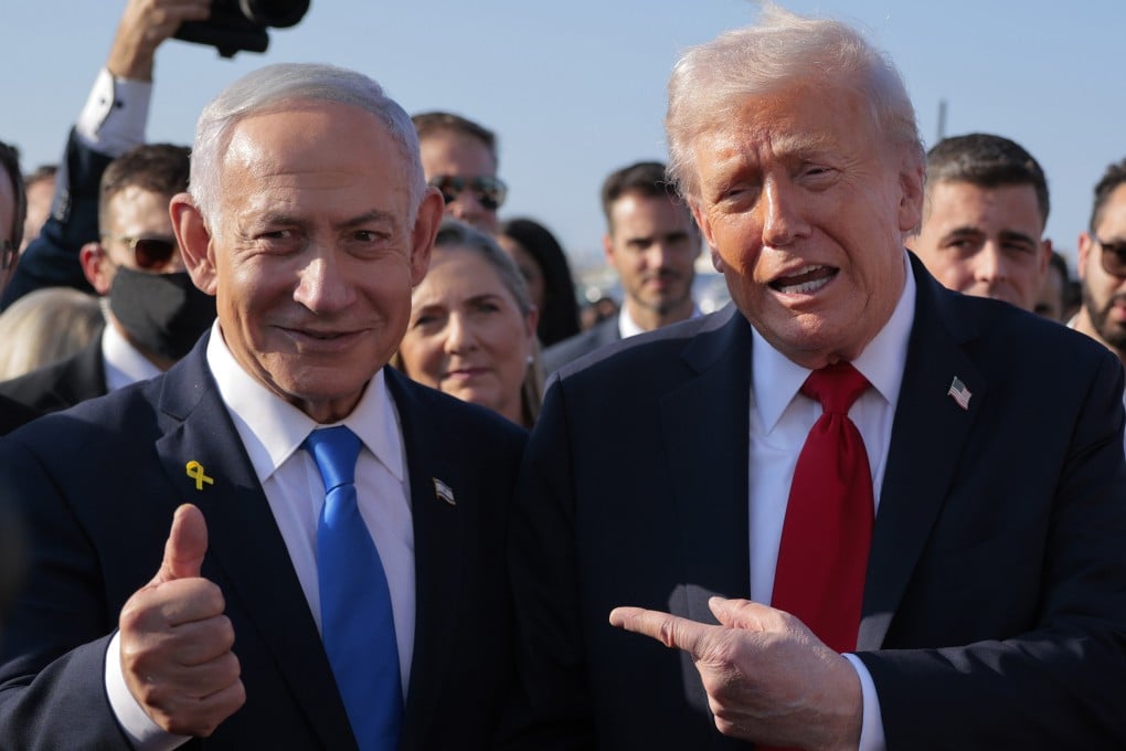 US President Donald Trump (right) speaks to Israeli Prime Minister Benjamin Netanyahu at Ben Gurion International Airport in Tel Aviv, Israel last month. Photo: TNS