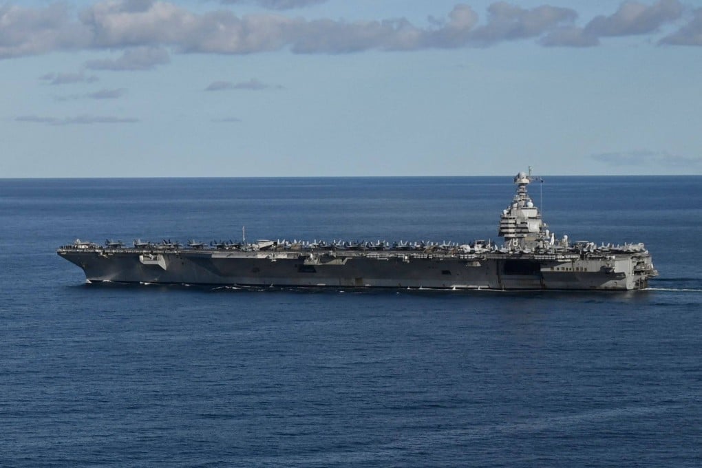 The world’s largest aircraft carrier, the USS Gerald R Ford, sailing in the North Sea in September before its deployment to Latin America. Photo: AFP